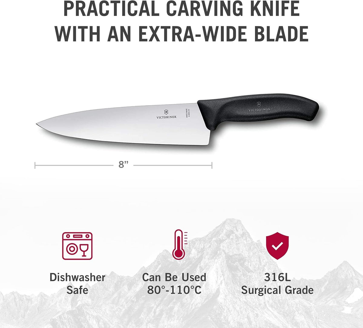 Victorinox Swiss Classic  Straight-Edge Chef's 8" Knife - Black - 6.8063.20-X2