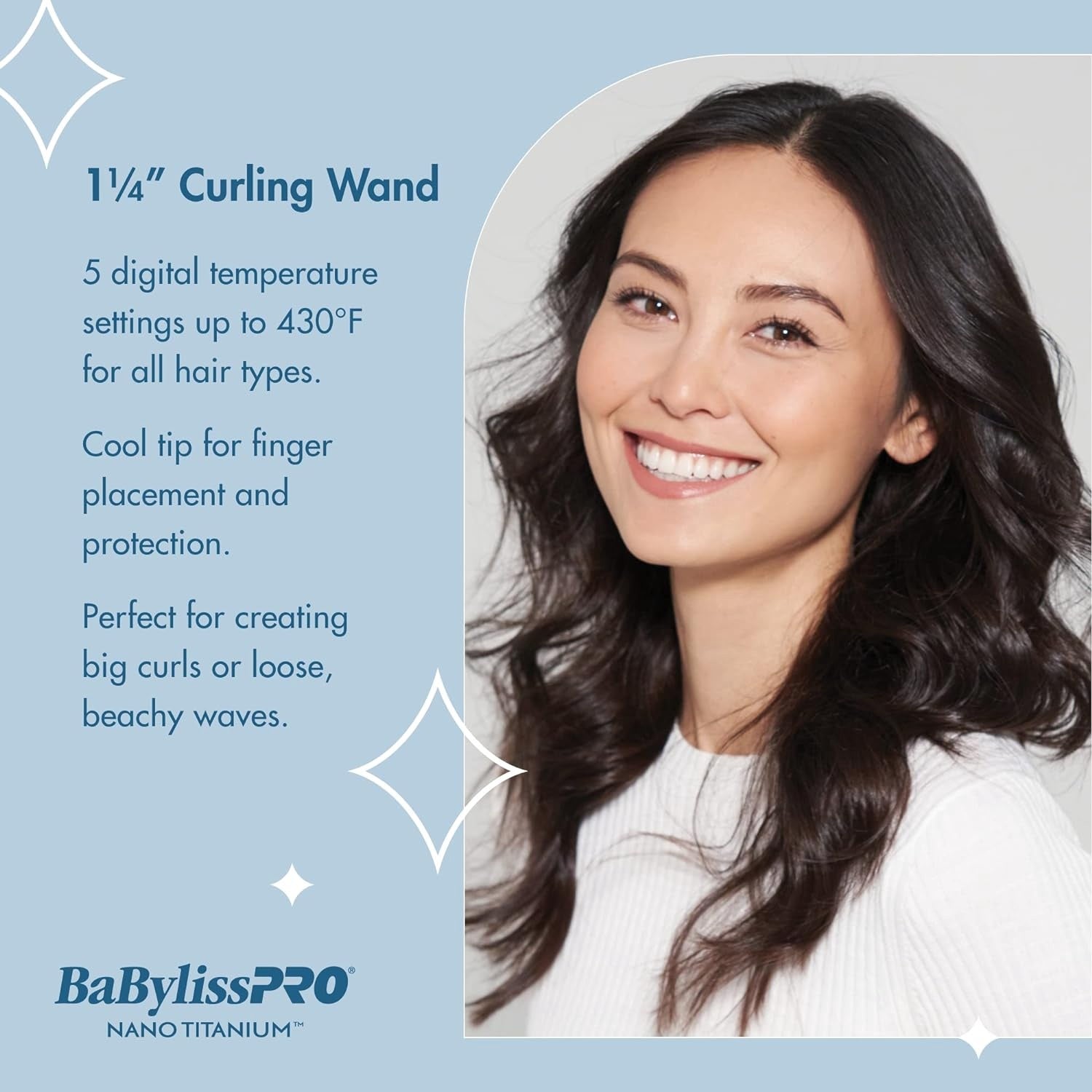 BaBylissPRO Nano Titanium Curling Wand 1-1/4 inch (32mm), BNTW125NUC