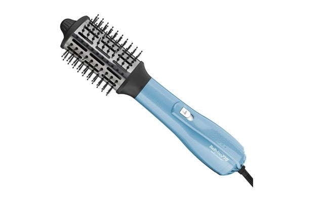 BabylissPRO Nano Titanium Medium 2-1/2" Oval Ionic Hot Air Brush, Blue/Silver, BNTHB250C