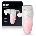 Braun Epilator Silk-épil 5 SES 5-620 Wet & Dry Use Epilator for Women, 6 Piece Set, White/Pink