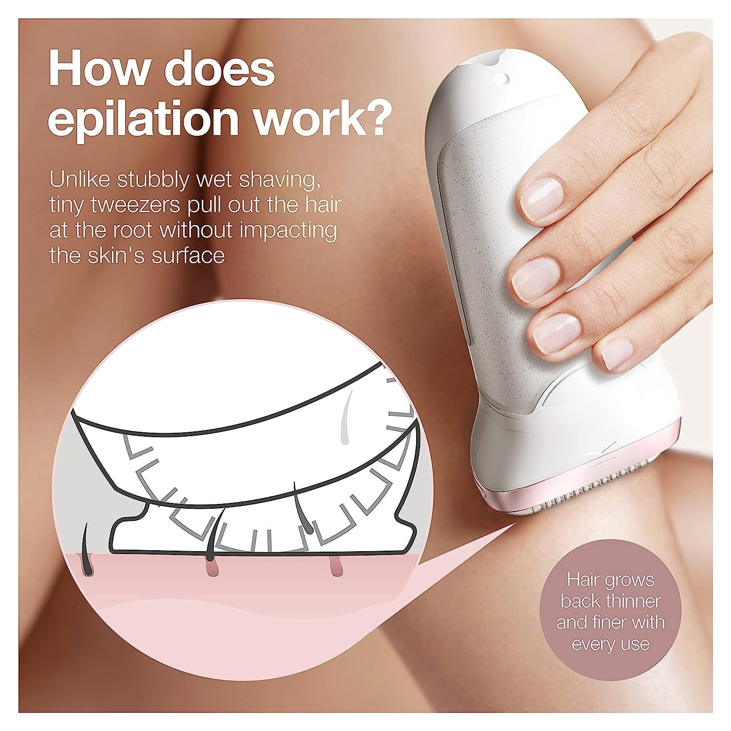 Braun Epilator Silk-épil 5 SES 5-620 Wet & Dry Use Epilator for Women, 6 Piece Set, White/Pink