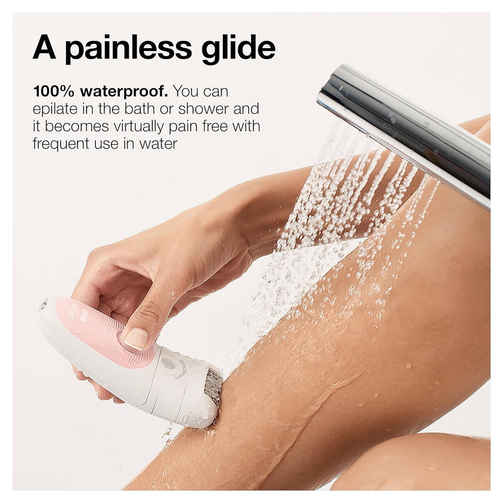 Braun Epilator Silk-épil 5 SES 5-620 Wet & Dry Use Epilator for Women, 6 Piece Set, White/Pink