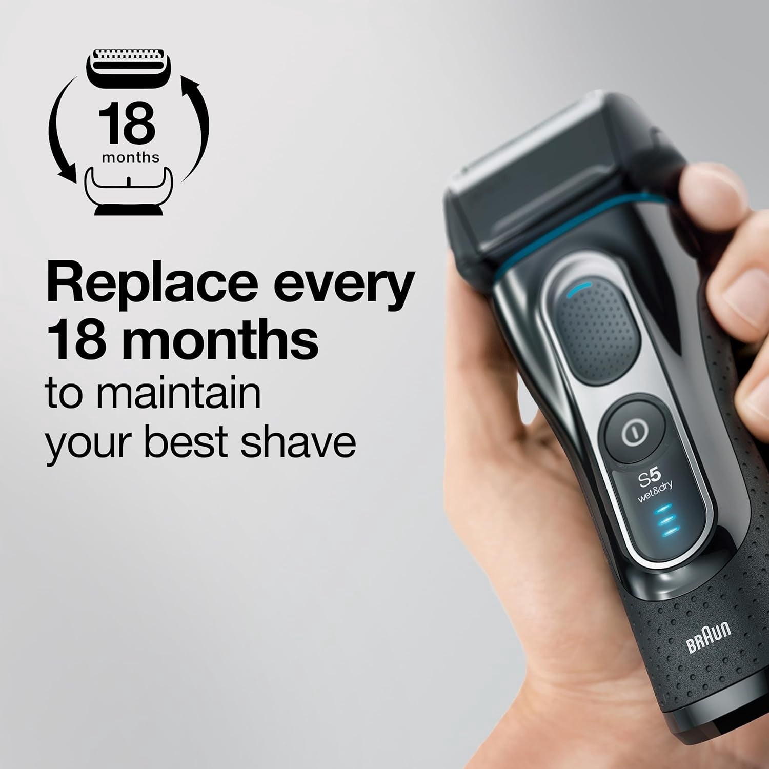 Braun Series 5 52B Electric Shaver Head Replacement Cassette, Black