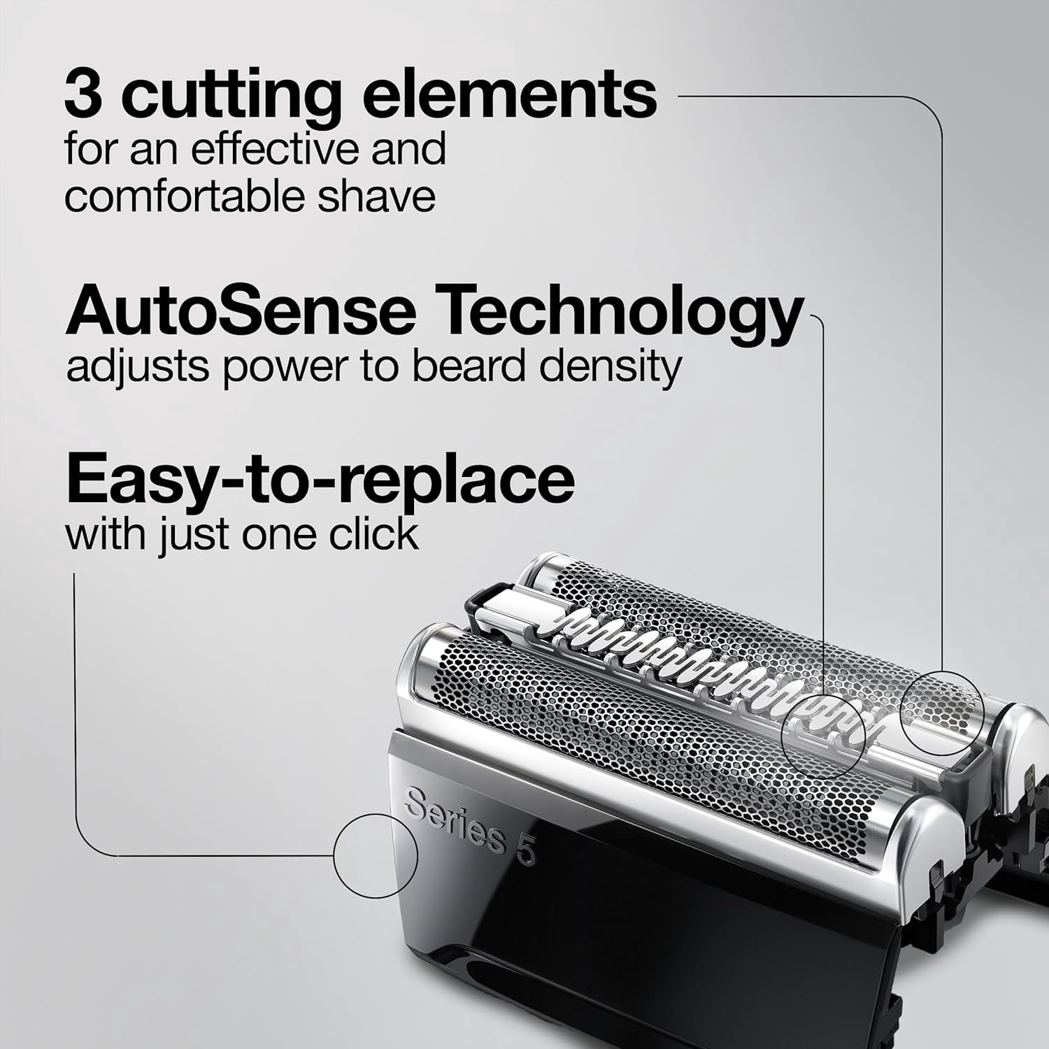 Braun Series 5 52B Electric Shaver Head Replacement Cassette, Black