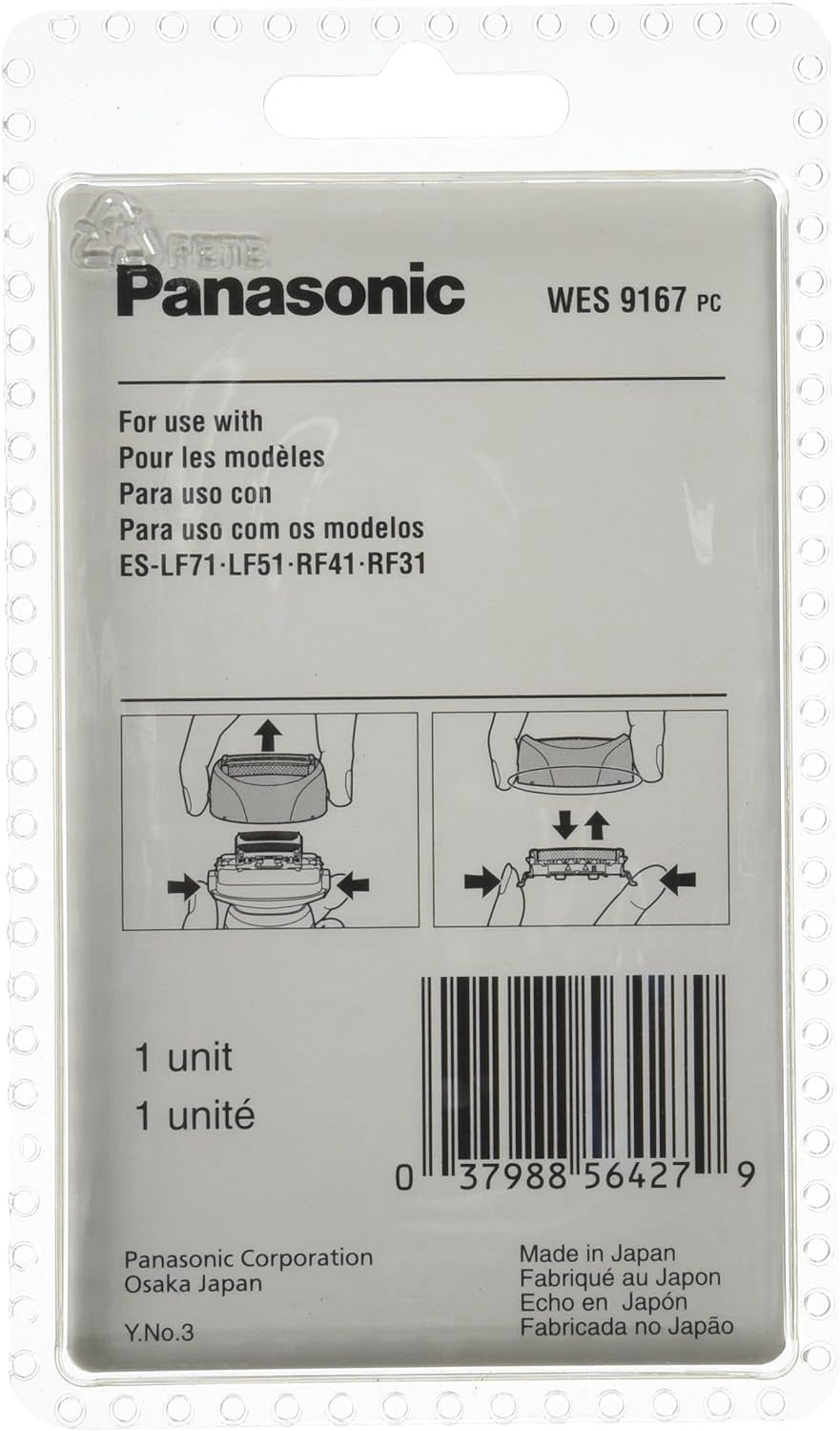 Panasonic WES9167PC Outer Foil Replacement For 4-Blade Shavers Models:  ES-LF71, ES-LF51A, ES-RF41, ES-RF31S,