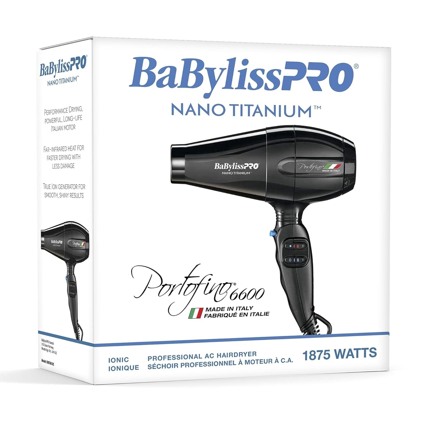 BaBylissPRO Nano Titanium Portofino Hairdryer BAB6610C