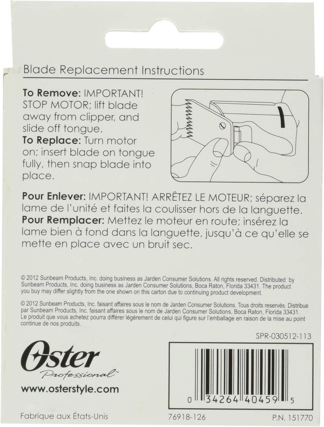 Oster Professional Replacement Blade for Classic 76 Size 2 & other Model Clippers, 76918-126