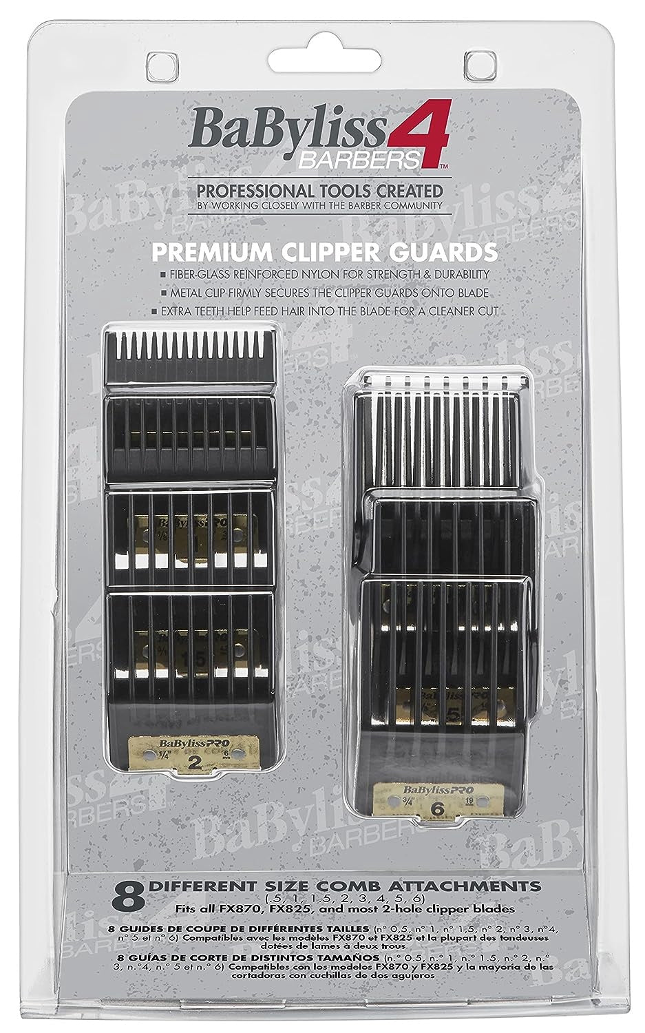 BaBylissPRO Premium Clipper Guards for FX890, FX870, FX825, FX673 & Other models, #FXPCG