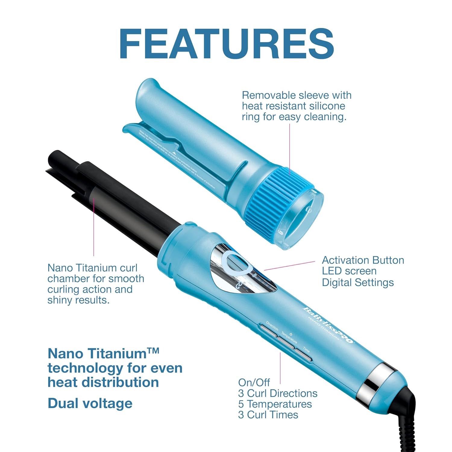 BaBylissPRO Nano Titanium MiraCurl 3/4" Advanced Automatic Curler, BNTMCS75C