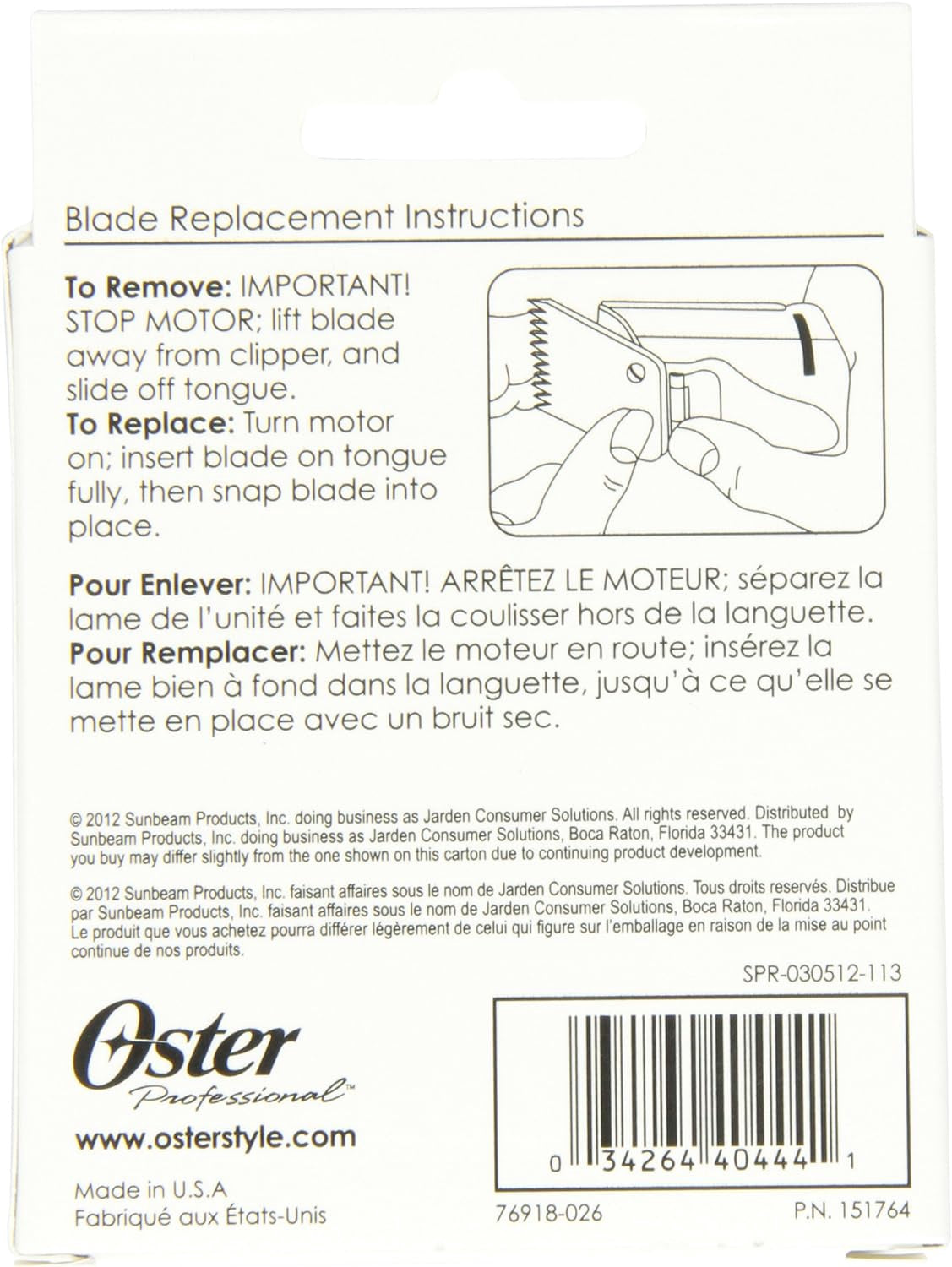 OSTER 76 CLIPPER BLADE  SIZE 000, 76918-026