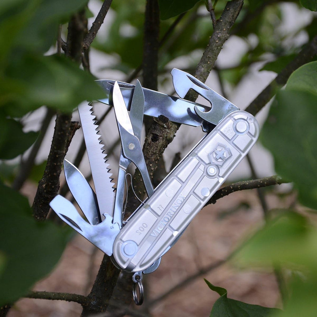 Victorinox Huntsman 91mm 15 Function Swiss Army Pocket Knife- Silver Tech- 1.3713.T7