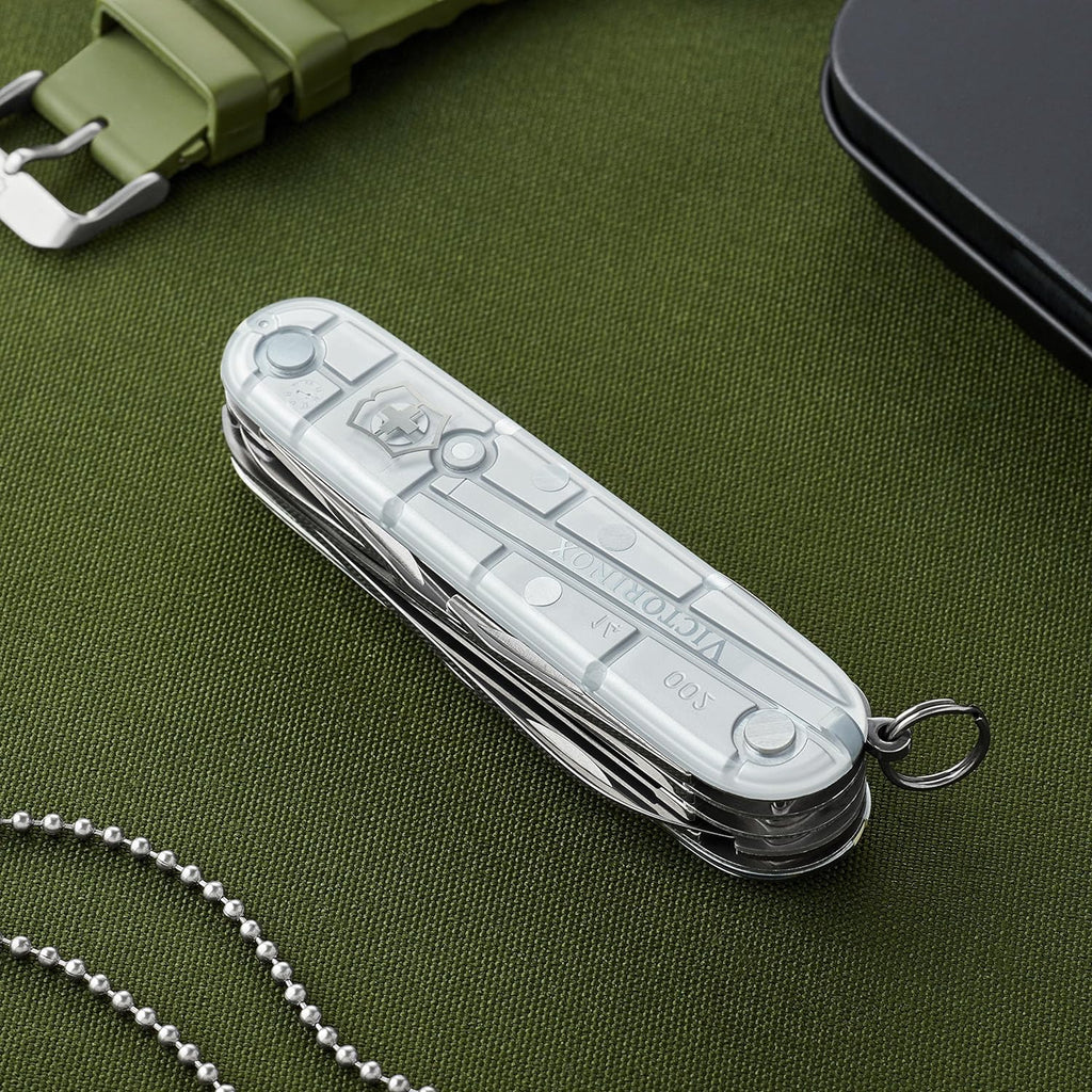 Victorinox Huntsman 91mm 15 Function Swiss Army Pocket Knife- Silver Tech- 1.3713.T7