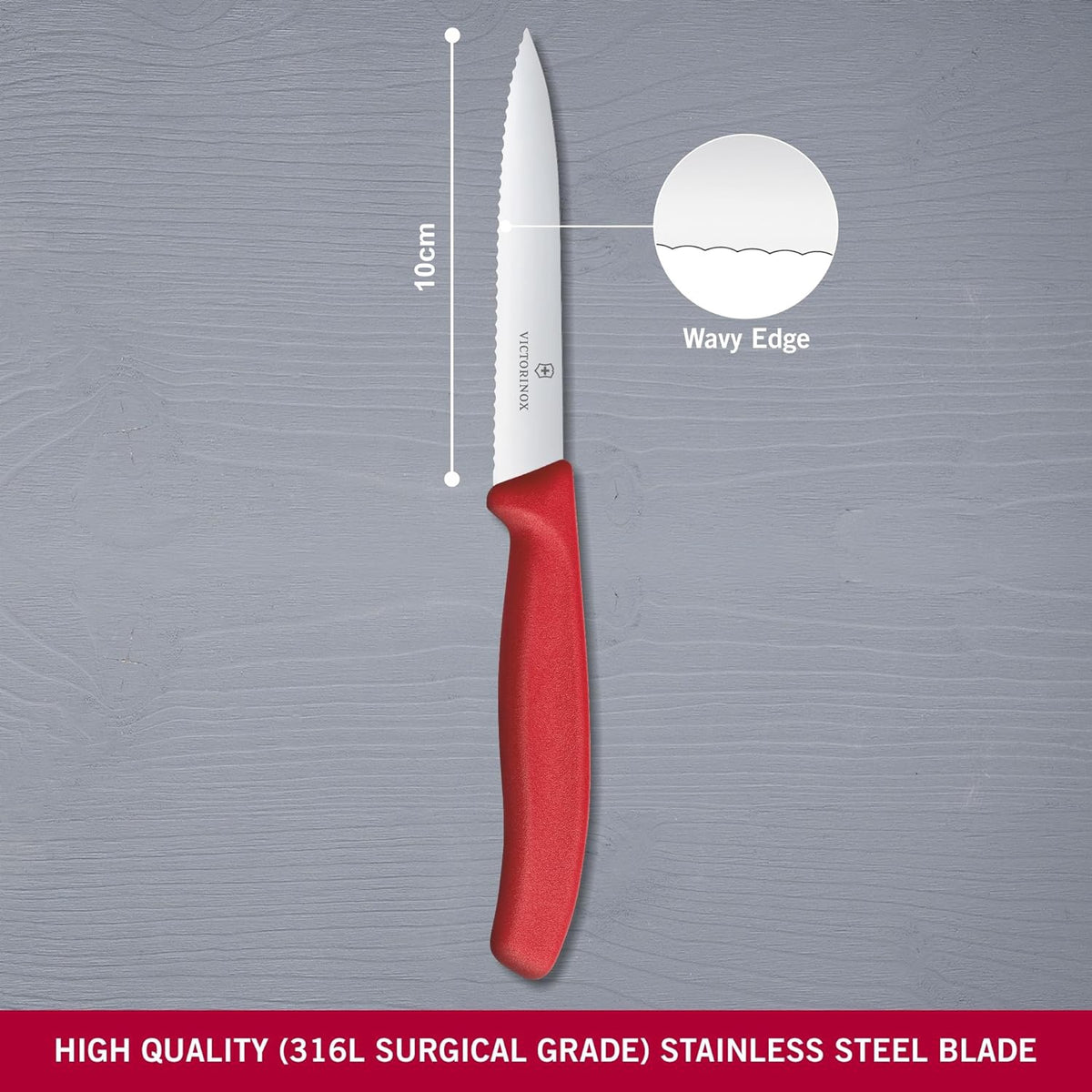 Victorinox Swiss Classic Serrated-Edge Paring Knife 3.94" (10 cm) - Red - 6.7731