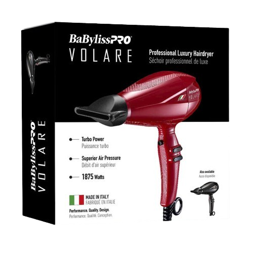 BaBylissPRO Volare Nano-Titanium Ionic Hairdryer, Red, BABFRV1C