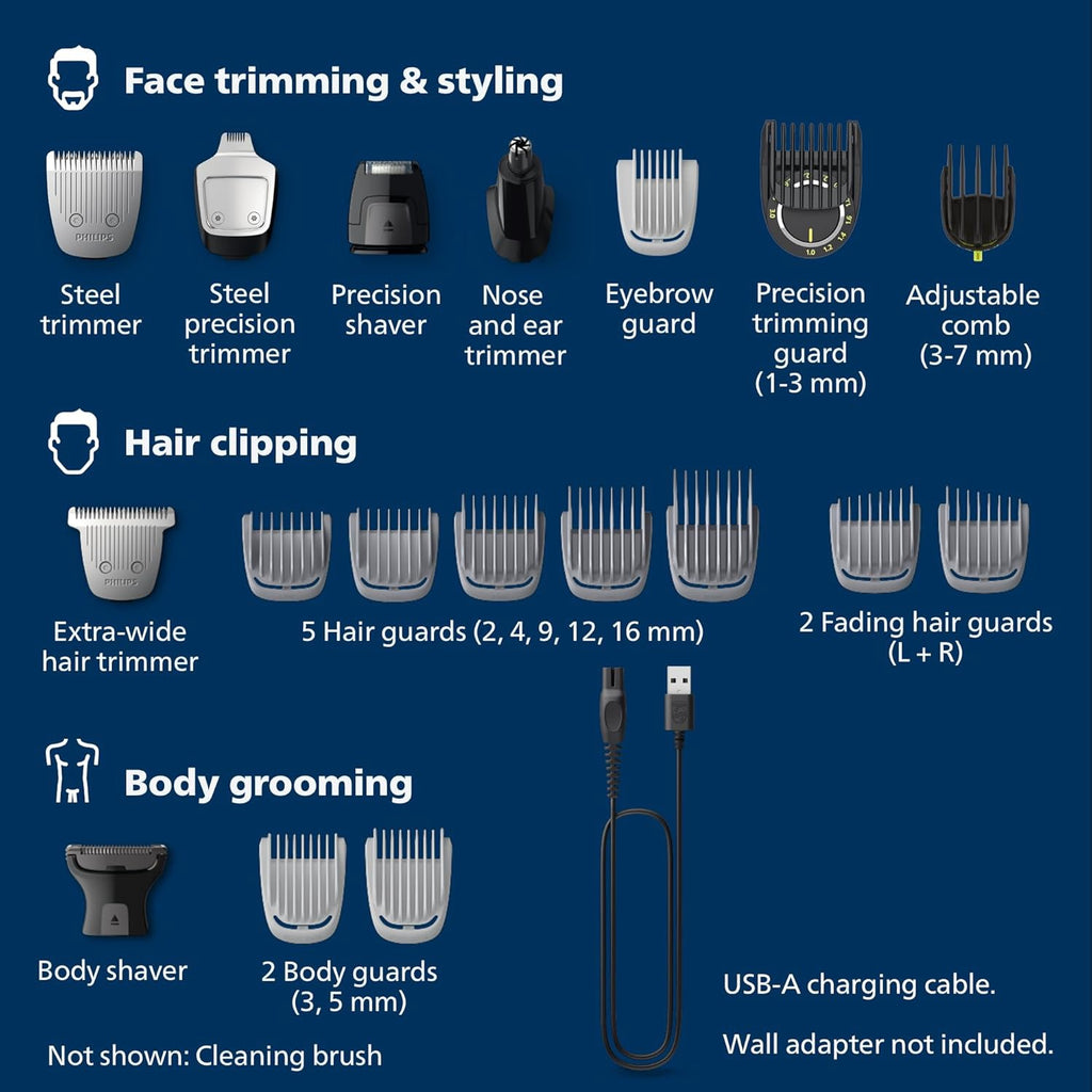Philips Multigroom 9000 Face Head and Body 22 pieces