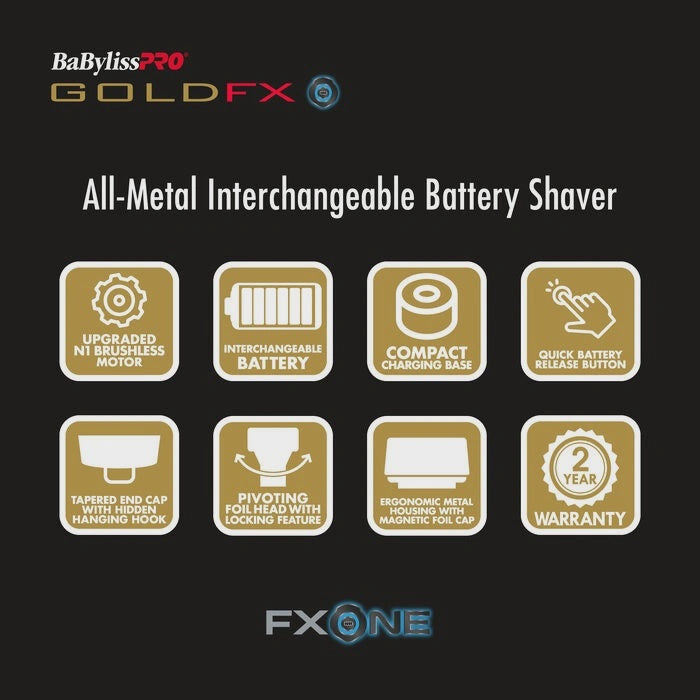 BaBylissPRO FXONE GOLDFX Double Foil Shaver,  FX79FSG