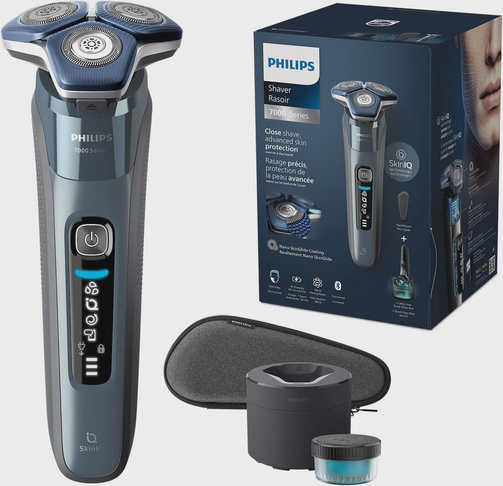 Philips Electric Shaver Series 7000, Wet & Dry with SkinIQ technology & Cable-free Quick Clean Pod, S7882/50