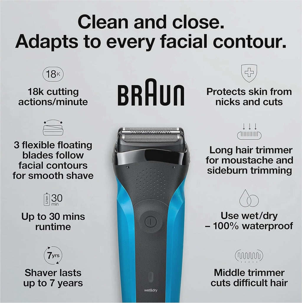 Braun Series 3 Wet & Dry Electric Shaver , 310S Blue