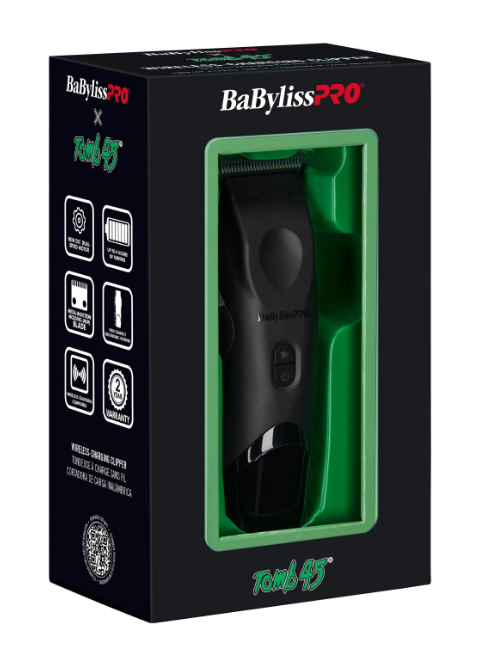 BaBylissPRO x Tomb45 Wireless Charging Clipper – Cordless Professional Barber Clipper with Charging Pad