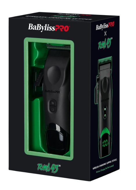 BaBylissPRO x Tomb45 Wireless Charging Clipper – Cordless Professional Barber Clipper with Charging Pad