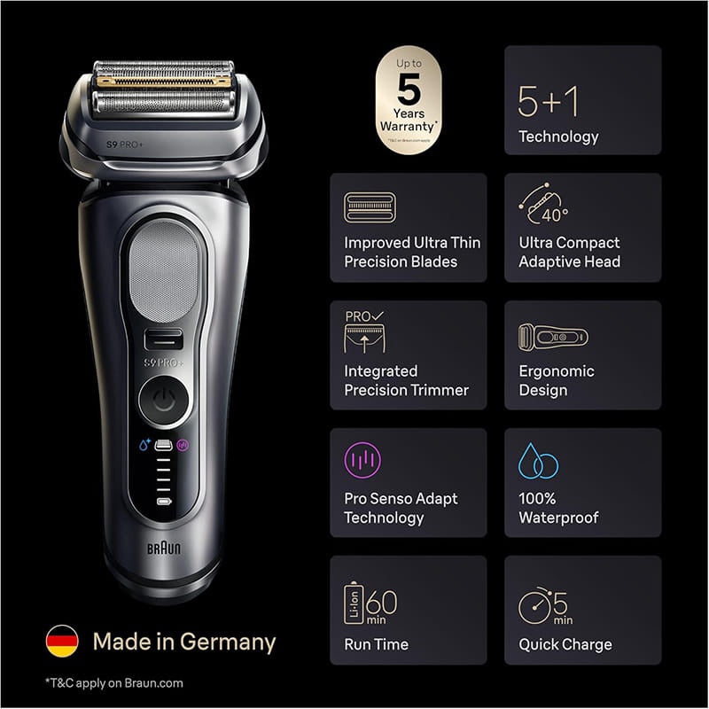 BRAUN SERIES 9  PRO PLUS  SHAVER WITH CLEANING STATION  9667CC