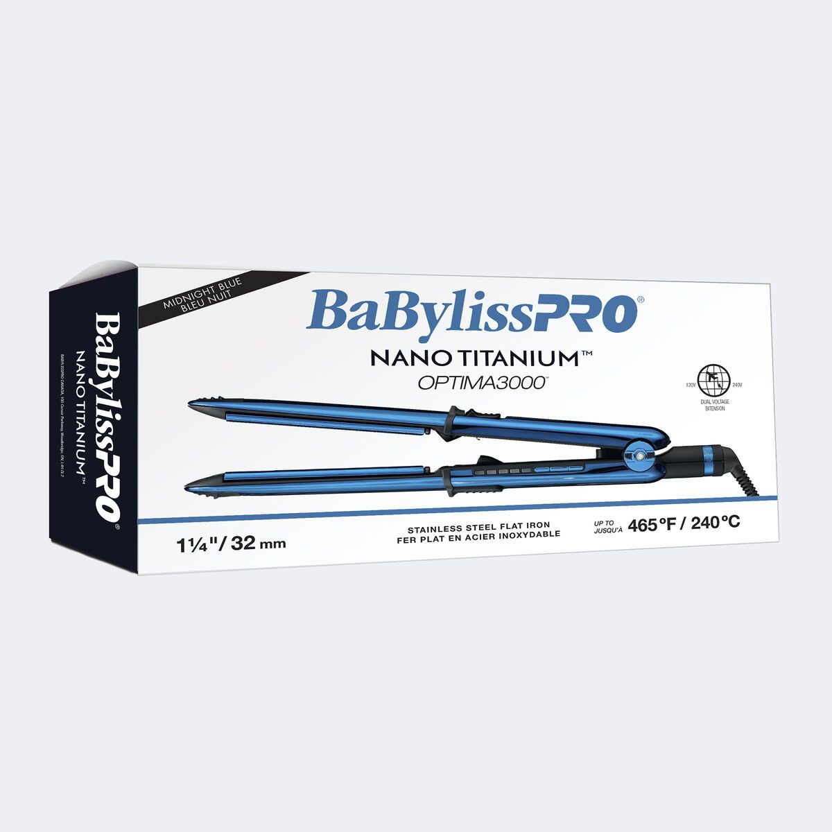 BaBylissPRO Nano Titanium Optima 1” Stainless Steel Flat Iron. Limited Midnight Blue BABSS3100TWHC
