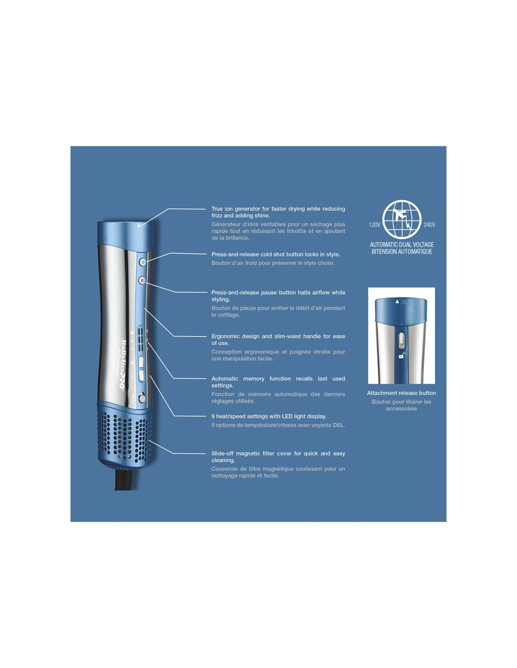BaBylissPRO Nano Titanium STYLE/SWITCH Ionic Multi-Styler & Dryer 5PC Kit, BNTSS-5PKC with Bonus Dryer Curl Attachment